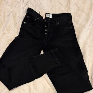 Agolde High Rise Slim Fit Jeans in Black